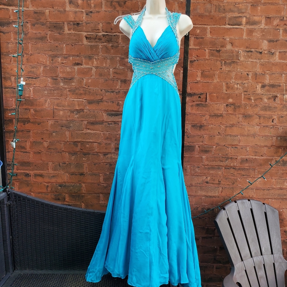 Jovani Turquoise Prom , Evening Dress sz 4